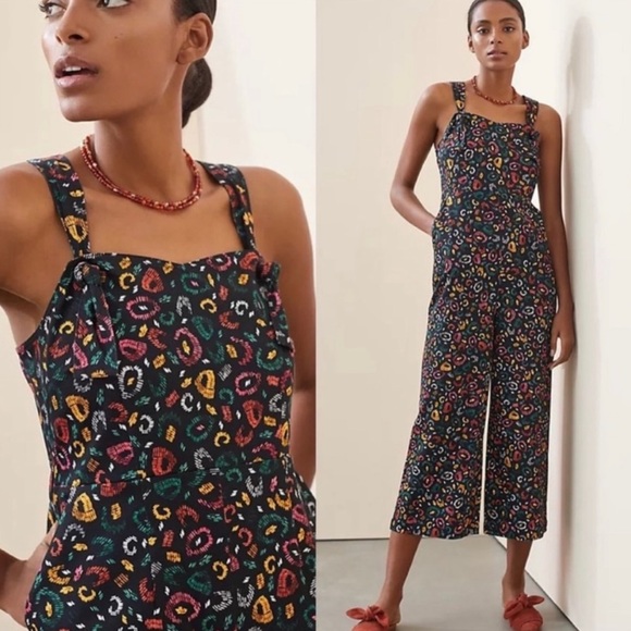 FARM Rio Pants - Farm Rio For Anthropologie Crop Adventure Jumpsuit Black Motif size S